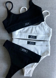 Soft Adjustable Ribbed Cotton Bralette - Black JOY Underwear