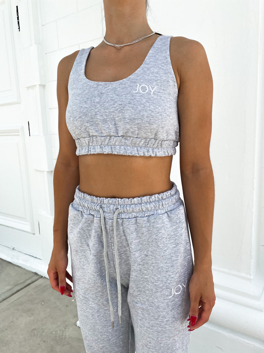 Women's Everyday Summer Cotton Crop Top - Heather grey JOY Underwear